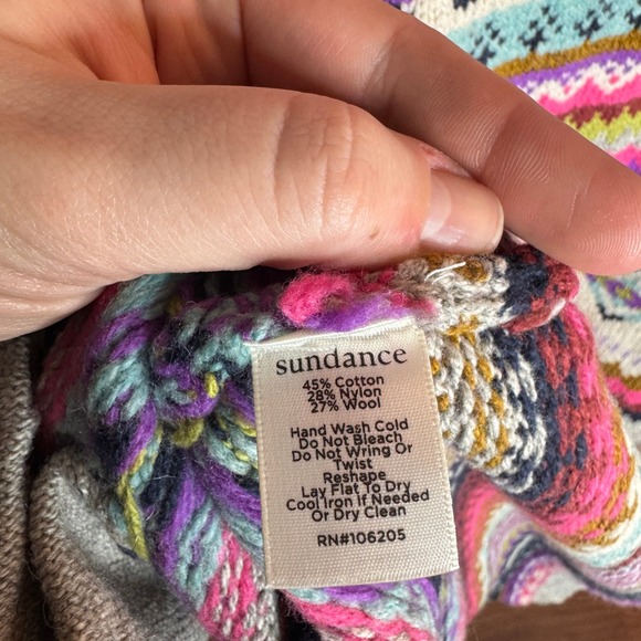 Sundance Women Multicolor Fair Isle Nordic Wool Blend V-Neck Button Cardigan L - Picture 4 of 4